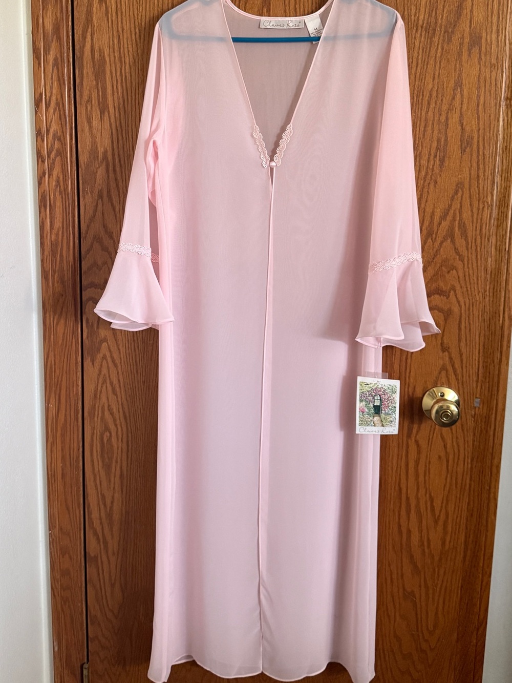 Claire's Rose Peignoir Sheer Dressing Gown Duster - Rose Dew Women's Sz M Fits S